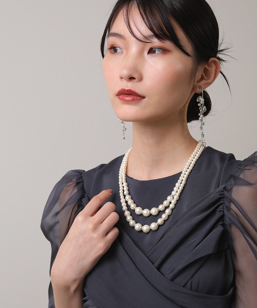 Kana（カナ）の「パール ロンデルビジュー 2連 ネックレス パーティー 結婚式 お呼ばれ オケージョン（ネックレス・レディース・ホワイト・フリー）」の6枚目の写真