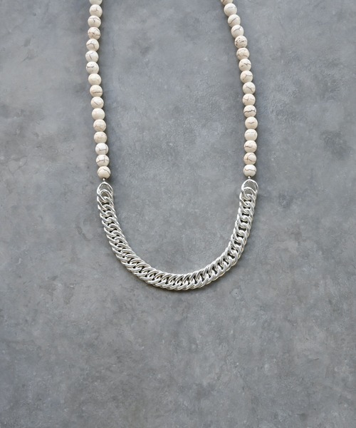 Editors Draw（エディターズドロー）の「マーブルストーン×チェーン ネックレス Ria. Jaysmee/リアジェイズミー（ネックレス・メンズ・ホワイト/ターコイズブルー・ONE SIZE）」の3枚目の写真