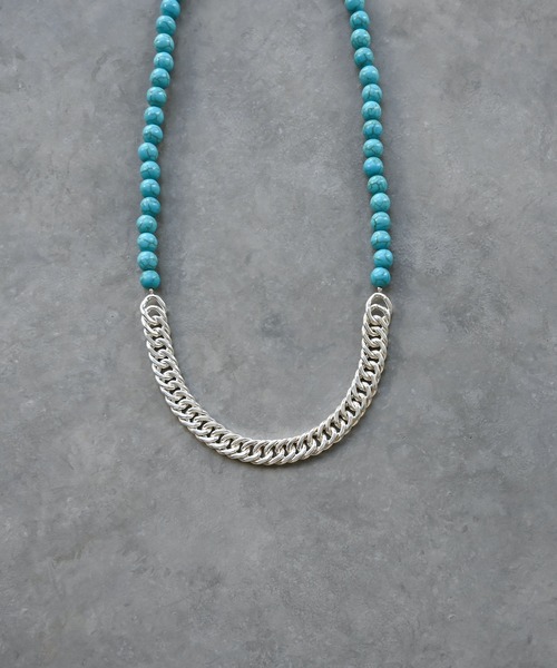 Editors Draw（エディターズドロー）の「マーブルストーン×チェーン ネックレス Ria. Jaysmee/リアジェイズミー（ネックレス・メンズ・ホワイト/ターコイズブルー・ONE SIZE）」の8枚目の写真