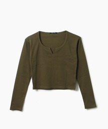 【oneway Jeans】長袖キーネックテレコTOPS