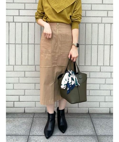 Te chichi（テチチ）の「フロントファスナータイトスカート（スカート・レディース・ブラック/ベージュ/カーキ・SMALL/MEDIUM）」の2枚目の写真