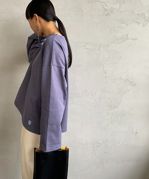 ORCIVAL（オーシバル）の「[ORCIVAL/オーシバル] ワイドシルエット ボートネックバスクTシャツ（Tシャツ/カットソー・レディース・ホワイト/ブラック/ベージュ/パープル/グレイッシュベージュ/ホワイト系/ホワイト系1/ブラック系/グレー系/パープル系/レッド系/イエロー・1）」の10枚目の写真