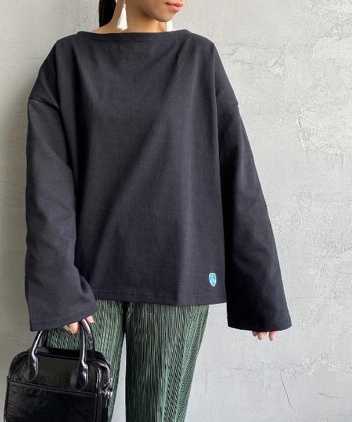 ORCIVAL（オーシバル）の「[ORCIVAL/オーシバル] ワイドシルエット ボートネックバスクTシャツ（Tシャツ/カットソー・レディース・ホワイト/ブラック/ベージュ/パープル/グレイッシュベージュ/ホワイト系/ホワイト系1/ブラック系/グレー系/パープル系/レッド系/イエロー・1）」の20枚目の写真