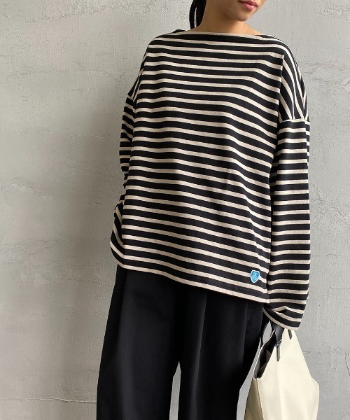 ORCIVAL（オーシバル）の「[ORCIVAL/オーシバル] ワイドシルエット ボートネックバスクTシャツ（Tシャツ/カットソー・レディース・ホワイト/ブラック/ベージュ/パープル/グレイッシュベージュ/ホワイト系/ホワイト系1/ブラック系/グレー系/パープル系/レッド系/イエロー・1）」の21枚目の写真