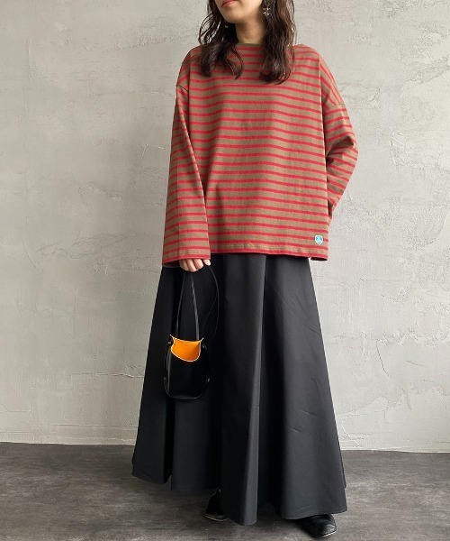 ORCIVAL（オーシバル）の「[ORCIVAL/オーシバル] ワイドシルエット ボートネックバスクTシャツ（Tシャツ/カットソー・レディース・ホワイト/ブラック/ベージュ/パープル/グレイッシュベージュ/ホワイト系/ホワイト系1/ブラック系/グレー系/パープル系/レッド系/イエロー・1）」の16枚目の写真