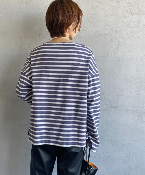 ORCIVAL（オーシバル）の「[ORCIVAL/オーシバル] ワイドシルエット ボートネックバスクTシャツ（Tシャツ/カットソー・レディース・ホワイト/ブラック/ベージュ/パープル/グレイッシュベージュ/ホワイト系/ホワイト系1/ブラック系/グレー系/パープル系/レッド系/イエロー・1）」の15枚目の写真