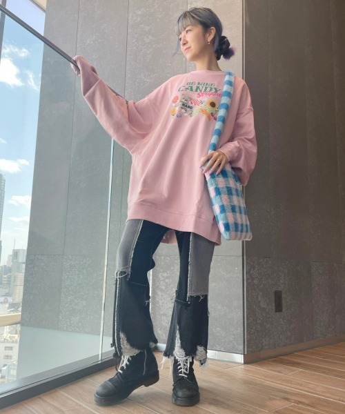 Candy Stripper(キャンディストリッパー)の「BE MINE CANDY SWEAT ワンピース(ワンピース・レディース・ブラック/ピンク/グリーン/アイボリー・2)」の1枚目の写真
