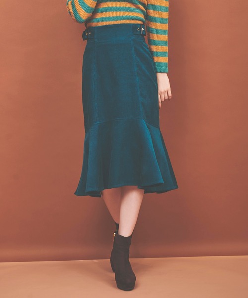 31 Sons de mode（トランテアン　ソン　ドゥ　モード）の「コーデュロイマーメイドスカート（スカート・レディース・ピンク/オレンジ/グリーン・38/36）」の2枚目の写真