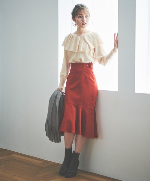 31 Sons de mode（トランテアン　ソン　ドゥ　モード）の「コーデュロイマーメイドスカート（スカート・レディース・ピンク/オレンジ/グリーン・38/36）」の6枚目の写真