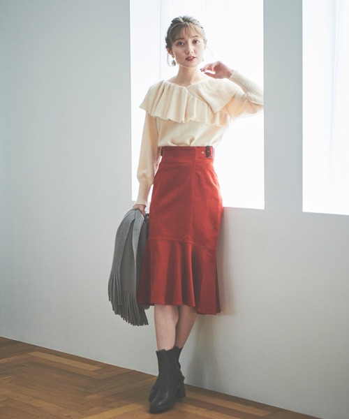 31 Sons de mode（トランテアン　ソン　ドゥ　モード）の「コーデュロイマーメイドスカート（スカート・レディース・ピンク/オレンジ/グリーン・38/36）」の7枚目の写真