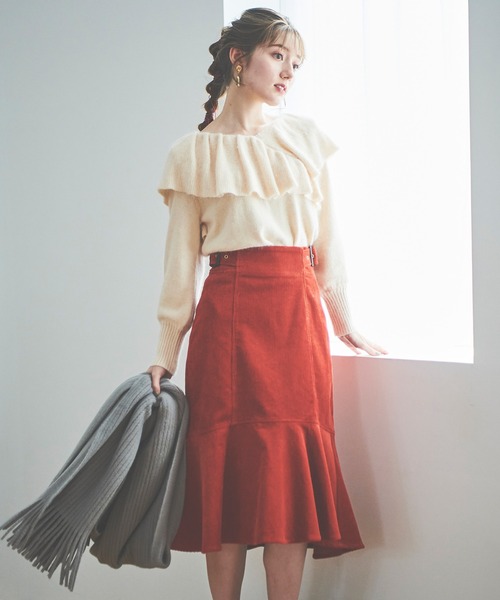 31 Sons de mode（トランテアン　ソン　ドゥ　モード）の「コーデュロイマーメイドスカート（スカート・レディース・ピンク/オレンジ/グリーン・38/36）」の9枚目の写真