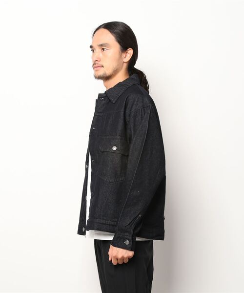 Beno（ビーノ）の「デニム ワイドシルエット JKT（デニムジャケット・メンズ・ブラック/インディゴブルー/ライトインディゴブルー/ワンウォッシュ/キナリ・M/L/XL）」の11枚目の写真
