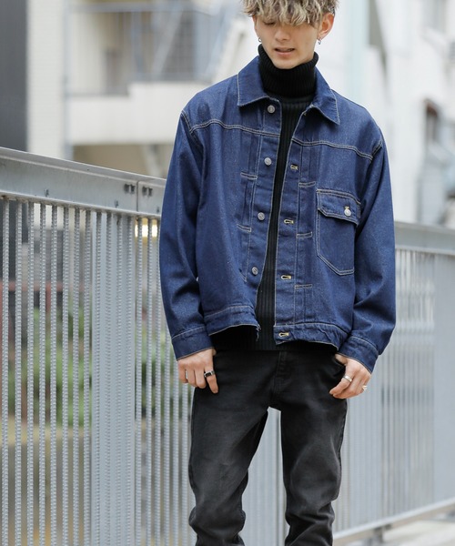 Beno（ビーノ）の「デニム ワイドシルエット JKT（デニムジャケット・メンズ・ブラック/インディゴブルー/ライトインディゴブルー/ワンウォッシュ/キナリ・M/L/XL）」の5枚目の写真