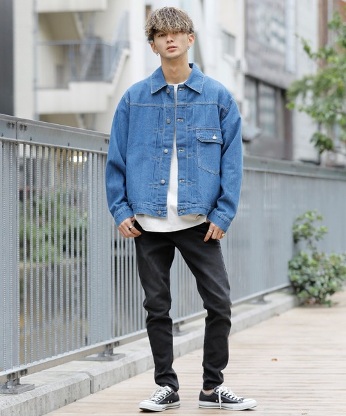 Beno（ビーノ）の「デニム ワイドシルエット JKT（デニムジャケット・メンズ・ブラック/インディゴブルー/ライトインディゴブルー/ワンウォッシュ/キナリ・M/L/XL）」の22枚目の写真