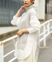 BONbazaar | シャツドッキングチュニックニット(ニット/セーター)