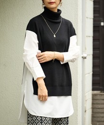 BONbazaar | シャツドッキングチュニックニット(ニット/セーター)