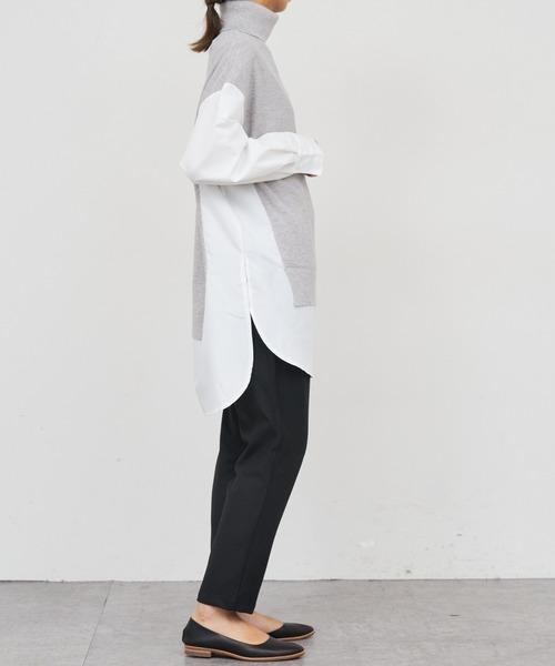 BONbazaar（ボンバザール）の「《この1枚で決まる！》シャツドッキングチュニックニット（ニット/セーター・レディース・ベージュ/グレー/ブラック・FREE）」の15枚目の写真