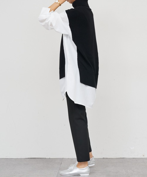 BONbazaar（ボンバザール）の「《この1枚で決まる！》シャツドッキングチュニックニット（ニット/セーター・レディース・ベージュ/グレー/ブラック・FREE）」の18枚目の写真