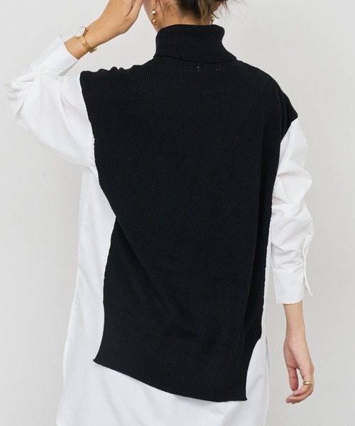 BONbazaar（ボンバザール）の「《この1枚で決まる！》シャツドッキングチュニックニット（ニット/セーター・レディース・ベージュ/グレー/ブラック・FREE）」の13枚目の写真