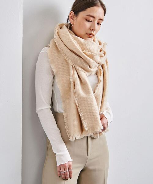 ASAUCE MELER アソースメレ カシミヤストールフリンジ大判ストール
