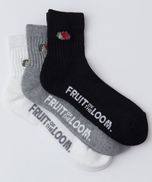 FRUIT OF THE LOOM | 【FRUITOFTHELOOM/フルーツオブザルーム】底パイル　ワンポイントブランドロゴ刺繍　クォーター丈ソックス（靴下）(ソックス/靴下)