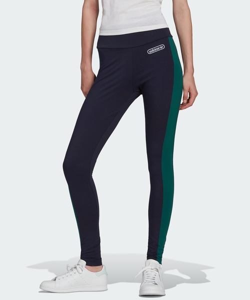 adidas（アディダス）の「レギンス [LEGGINGS] アディダスオリジナルス（レギンス/スパッツ・レディース・ネイビー/グリーン・SMALL/LARGE/XX-LARGE/X-LARGE/MEDIUM/X-SMALL）」の2枚目の写真