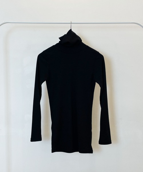 CEMONEMO(セモネモ)の「タートルネック リブカットソー(Tシャツ/カットソー・レディース・ブラック/グリーン/アイボリー/ダークパープル/キャメル/ブルー/オートミール/モカ/マスタード・FREE)」の10枚目の写真