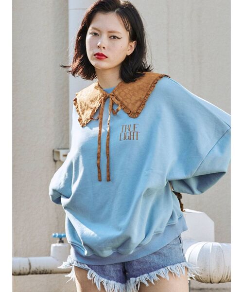 jouetie（ジュエティ）の「BIGカラープルオーバー（スウェット・レディース・ブラック/パープル/オフホワイト/ブルー・MEDIUM）」の4枚目の写真