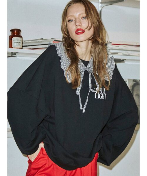 jouetie（ジュエティ）の「BIGカラープルオーバー（スウェット・レディース・ブラック/パープル/オフホワイト/ブルー・MEDIUM）」の5枚目の写真