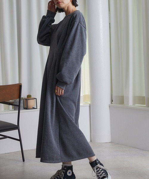 ECRIRE(エクリール)の「ウエストタックロングOP(ワンピース・レディース・チャコールグレー/ブラック/ベージュ・M)」の16枚目の写真