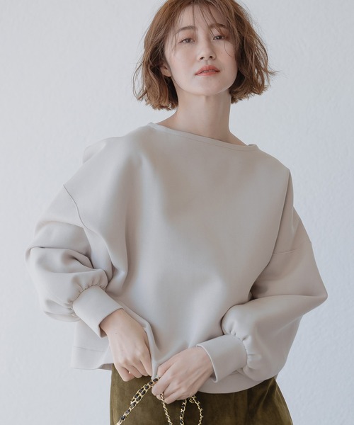 A part by（アパートバイ）の「ボンディングショートプルオーバー　259834（その他トップス・レディース・チャコールグレー/ライトグリーン/アイボリー・FREE）」の2枚目の写真