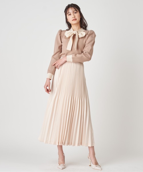 ROYAL PARTY（ロイヤルパーティー）の「配色リボンニットトップス（ニット/セーター・レディース・ブラック/ベージュ/モカ・FREE）」の11枚目の写真