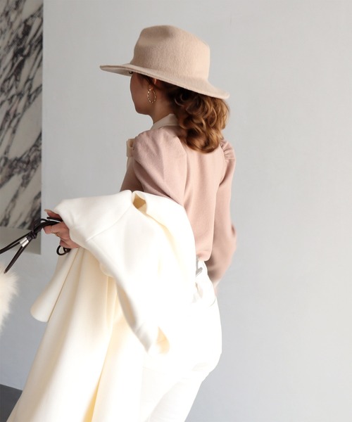 ROYAL PARTY（ロイヤルパーティー）の「配色リボンニットトップス（ニット/セーター・レディース・ブラック/ベージュ/モカ・FREE）」の5枚目の写真