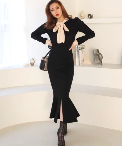 ROYAL PARTY（ロイヤルパーティー）の「配色リボンニットトップス（ニット/セーター・レディース・ブラック/ベージュ/モカ・FREE）」の15枚目の写真