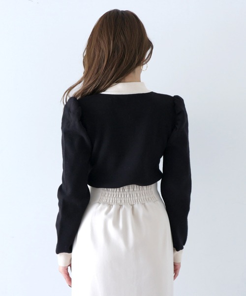 ROYAL PARTY（ロイヤルパーティー）の「配色リボンニットトップス（ニット/セーター・レディース・ブラック/ベージュ/モカ・FREE）」の19枚目の写真