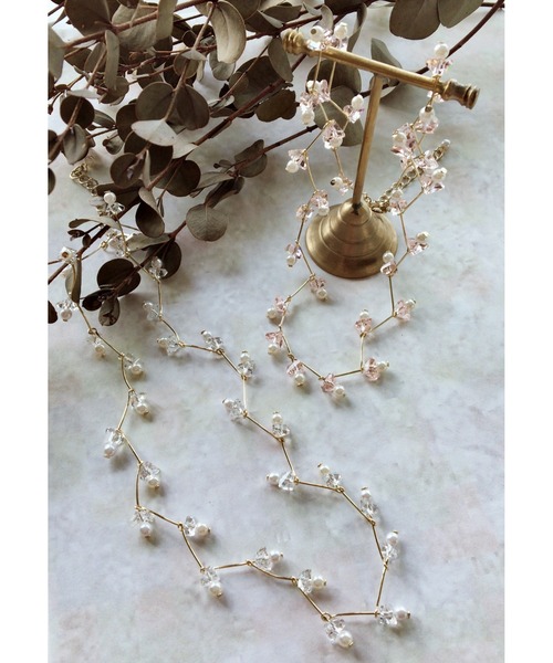 Cupid Heart(キューピッドハート)の「【Cupid Heart】結婚式アクセサリー 小枝ネックレス(ネックレス・レディース・ベージュ/ピンク・MEDIUM)」の5枚目の写真