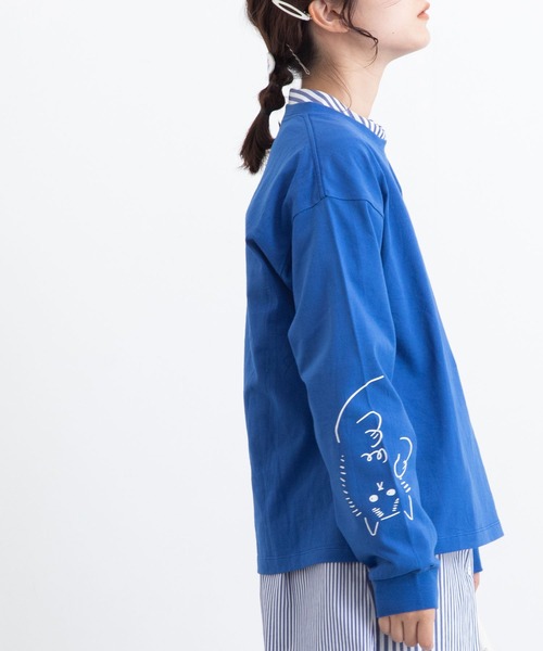 POU DOU DOU（プードゥドゥ）の「USコットン袖プリントロンTee（Tシャツ/カットソー・レディース・ブラック/オフホワイト/ピンク/ブルー・3）」の3枚目の写真