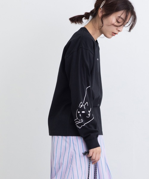 POU DOU DOU（プードゥドゥ）の「USコットン袖プリントロンTee（Tシャツ/カットソー・レディース・ブラック/オフホワイト/ピンク/ブルー・3）」の11枚目の写真