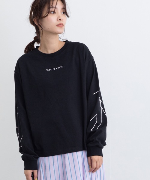 POU DOU DOU（プードゥドゥ）の「USコットン袖プリントロンTee（Tシャツ/カットソー・レディース・ブラック/オフホワイト/ピンク/ブルー・3）」の13枚目の写真