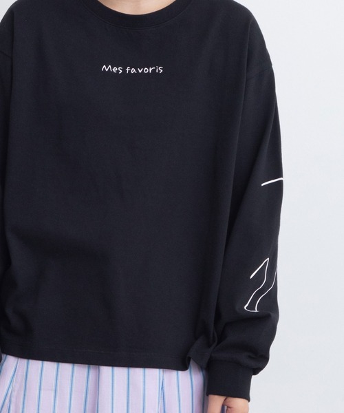 POU DOU DOU（プードゥドゥ）の「USコットン袖プリントロンTee（Tシャツ/カットソー・レディース・ブラック/オフホワイト/ピンク/ブルー・3）」の14枚目の写真