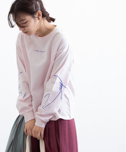 POU DOU DOU（プードゥドゥ）の「USコットン袖プリントロンTee（Tシャツ/カットソー・レディース・ブラック/オフホワイト/ピンク/ブルー・3）」の18枚目の写真