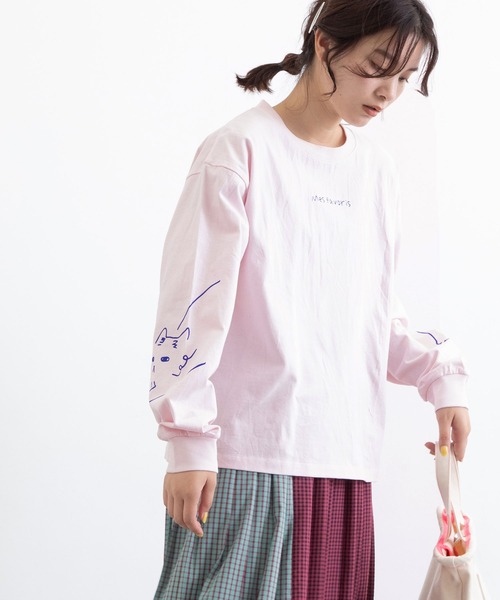 POU DOU DOU（プードゥドゥ）の「USコットン袖プリントロンTee（Tシャツ/カットソー・レディース・ブラック/オフホワイト/ピンク/ブルー・3）」の19枚目の写真