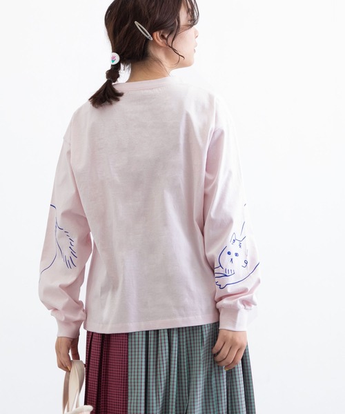 POU DOU DOU（プードゥドゥ）の「USコットン袖プリントロンTee（Tシャツ/カットソー・レディース・ブラック/オフホワイト/ピンク/ブルー・3）」の20枚目の写真