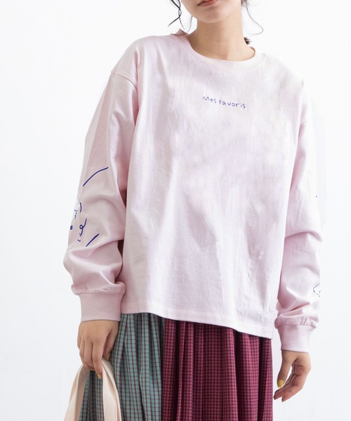 POU DOU DOU（プードゥドゥ）の「USコットン袖プリントロンTee（Tシャツ/カットソー・レディース・ブラック/オフホワイト/ピンク/ブルー・3）」の21枚目の写真