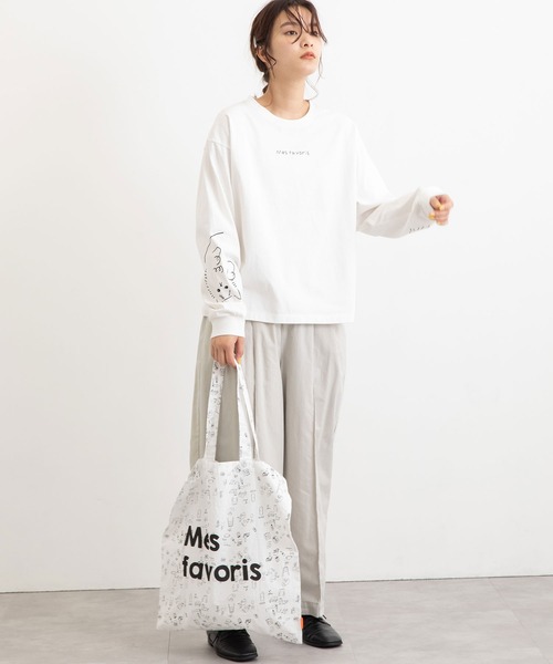 POU DOU DOU（プードゥドゥ）の「USコットン袖プリントロンTee（Tシャツ/カットソー・レディース・ブラック/オフホワイト/ピンク/ブルー・3）」の5枚目の写真