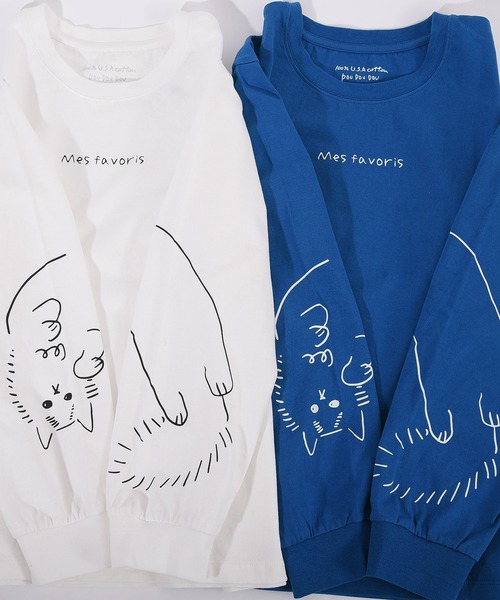 POU DOU DOU（プードゥドゥ）の「USコットン袖プリントロンTee（Tシャツ/カットソー・レディース・ブラック/オフホワイト/ピンク/ブルー・3）」の9枚目の写真