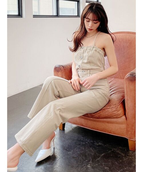GYDA（ジェイダ）の「BACKリボンデニムロンパース（つなぎ/オールインワン・レディース・ライトブルー/ベージュ/ブルー・SMALL/MEDIUM）」の12枚目の写真