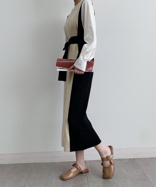 MAISON DE THERESE（メゾン ド テレーズ）の「フェイクレイヤード　配色ニットロングワンピース（ワンピース・レディース・ブラック/ベージュ・MEDIUM）」の22枚目の写真