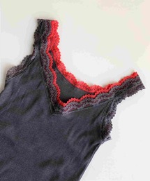 Q | バイカラーテレコタンク(タンクトップ)