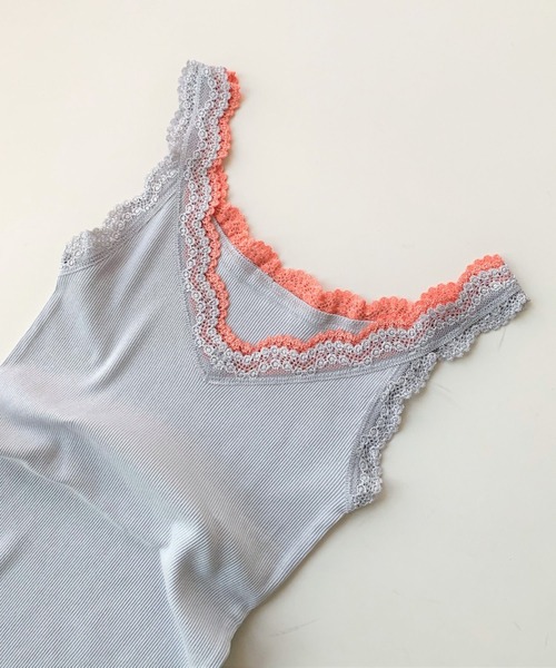 Q（キュー）の「バイカラーテレコタンク（タンクトップ・レディース・ライトグレー/ネイビー/エメラルド/ブルー/ベージュ/チャコールグレー・MEDIUM）」の3枚目の写真